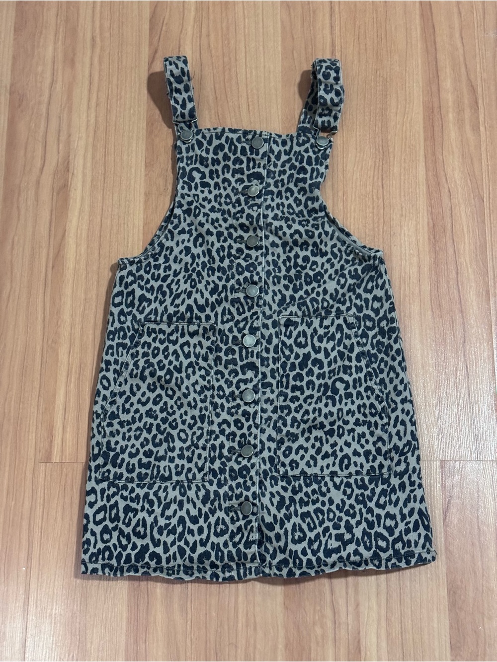 SO Leopard Print Overall Dress XS Mini Pinafore